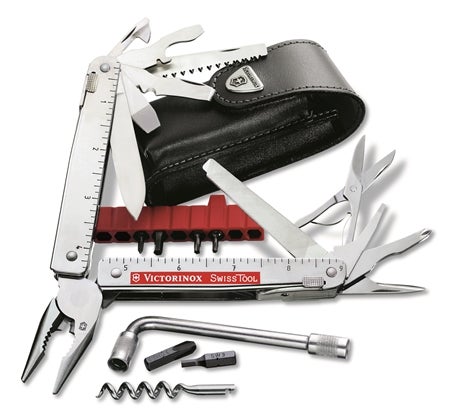 SwissTool X Plus with bits, corkscrew and leather